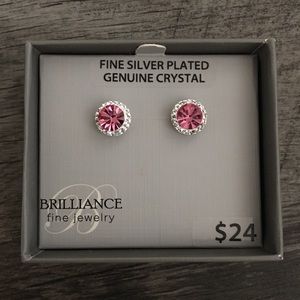 Fine Silver Plated Genuine Crystal - Earrings